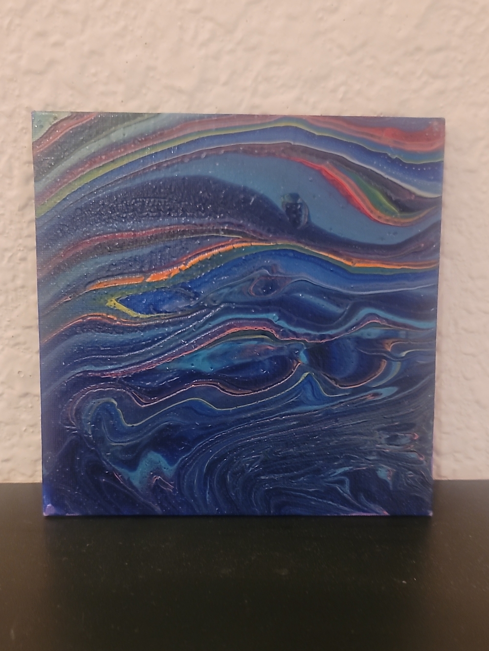 Abstract Swirl Wall Art in Deep Blue and Multicolor